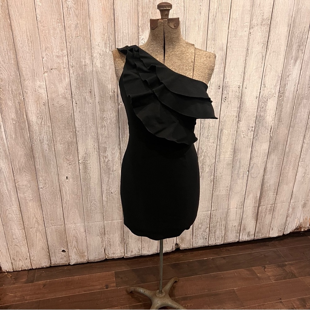 Ruby Rox Elegant Black One-Shoulder Dress